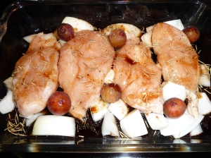 Balsamic Roasted Chicken with Figs and Sweet Onions, before cooking